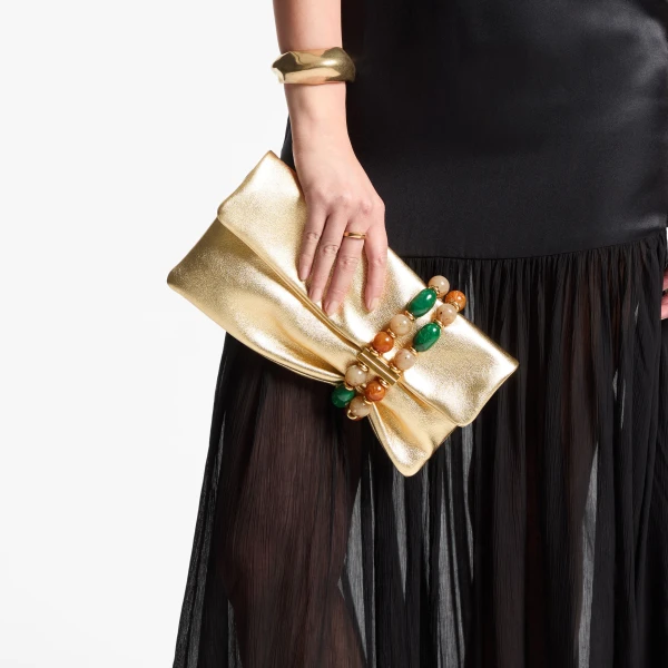 Gold and Multi Jimmy Choo Zandra Clutch Bag, view 2 | Clutch Bags