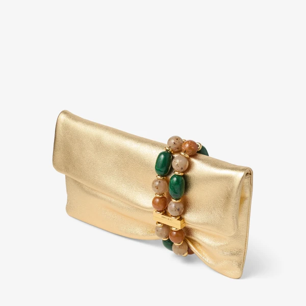 Gold and Multi Jimmy Choo Zandra Clutch Bag, view 3 | Clutch Bags