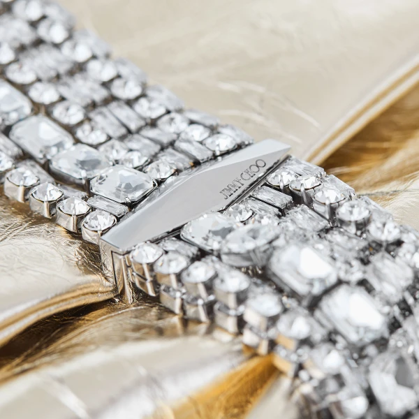 Light Platinum and Silver Jimmy Choo Zandra Clutch Bag, view 4 | Clutch Bags