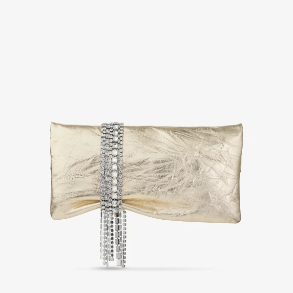 Light Platinum and Silver Jimmy Choo Zandra Clutch Bag, view 6 | Clutch Bags