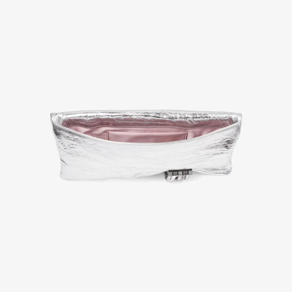 Silver Jimmy Choo Zandra Clutch Bag, view 5 | Clutch Bags