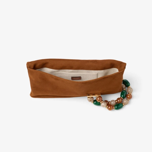 Tan and Gold Jimmy Choo Zandra Clutch Bag, view 5 | Clutch Bags