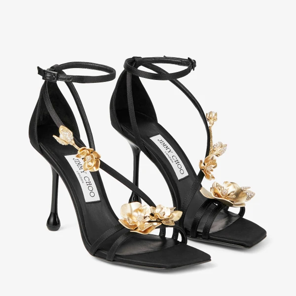 Black and Metal MIX Jimmy Choo Zea 95 Sandals, view 2 | Sandals