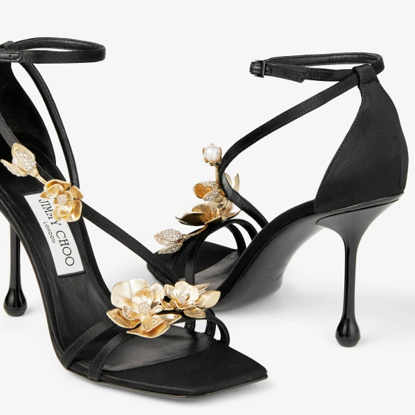 Black and Metal MIX Jimmy Choo Zea 95 Sandals, view 3 | Sandals