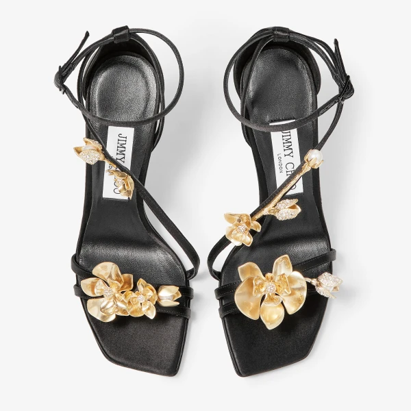 Black and Metal MIX Jimmy Choo Zea 95 Sandals, view 4 | Sandals