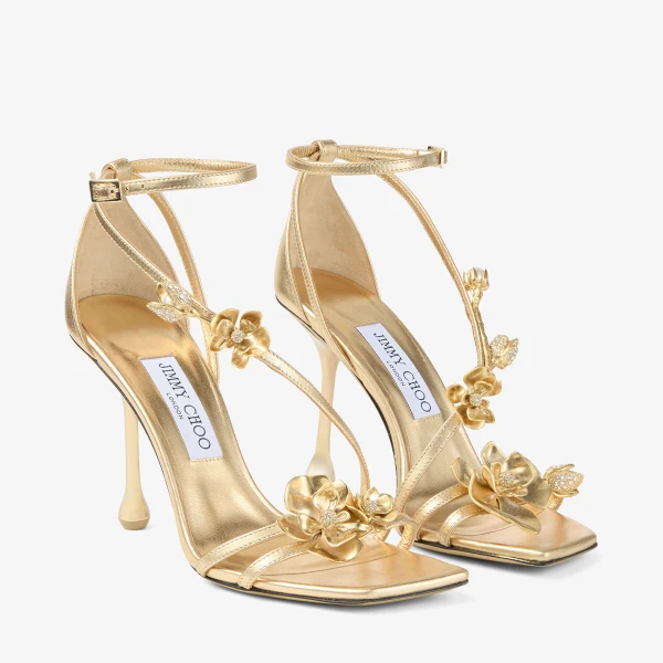 Gold and Metal Mix Jimmy Choo Zea 95 Sandals, view 2 | Sandals
