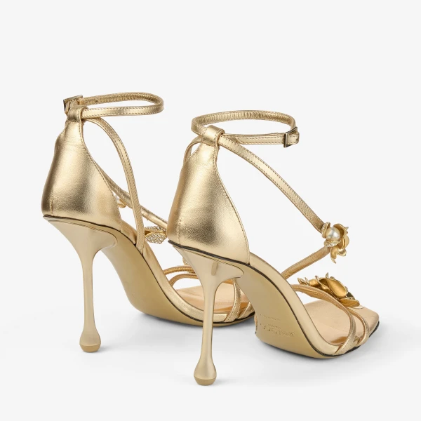 Gold and Metal Mix Jimmy Choo Zea 95 Sandals, view 5 | Sandals