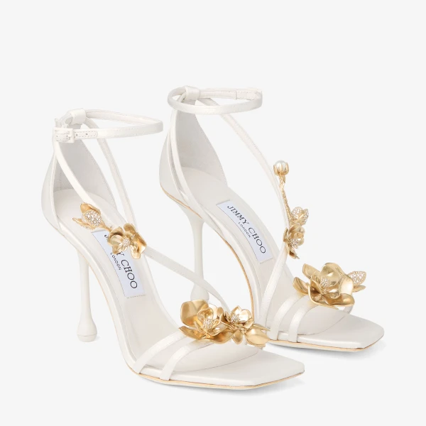 Ivory and Metal MIX Jimmy Choo Zea 95 Sandals, view 3 | Sandals