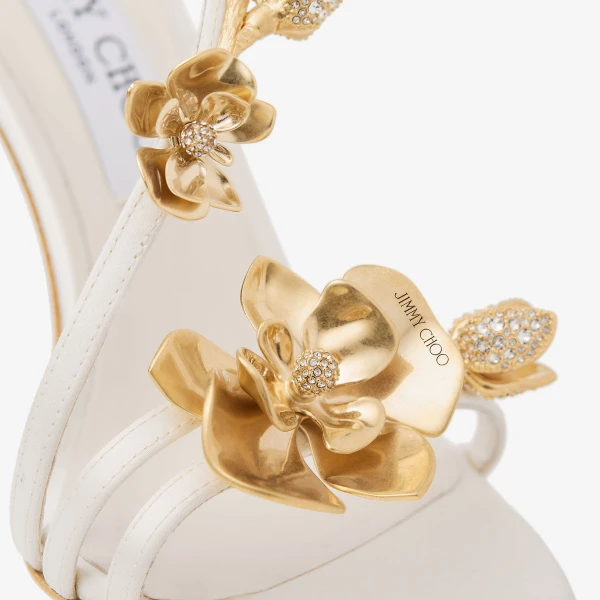 Ivory and Metal MIX Jimmy Choo Zea 95 Sandals, view 4 | Sandals