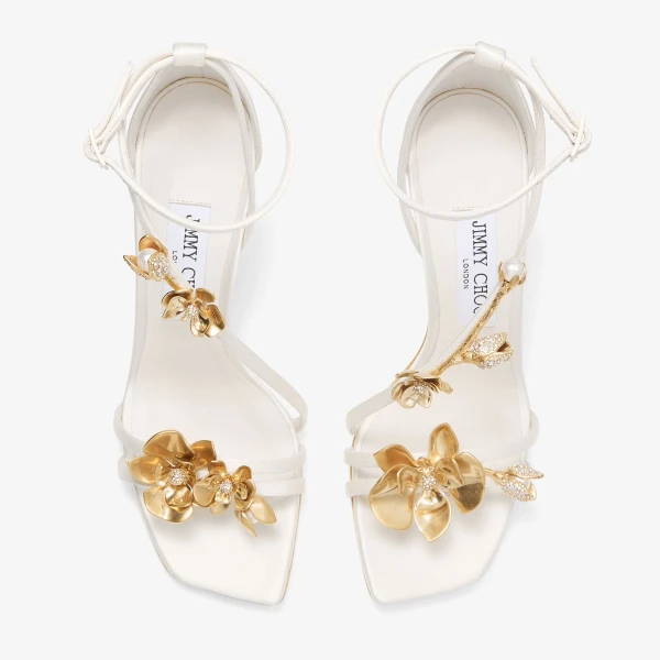 Ivory and Metal MIX Jimmy Choo Zea 95 Sandals, view 5 | Sandals
