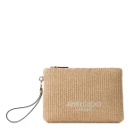 Beige Jimmy Choo Zipped Flat Pouch | Clutch Bags