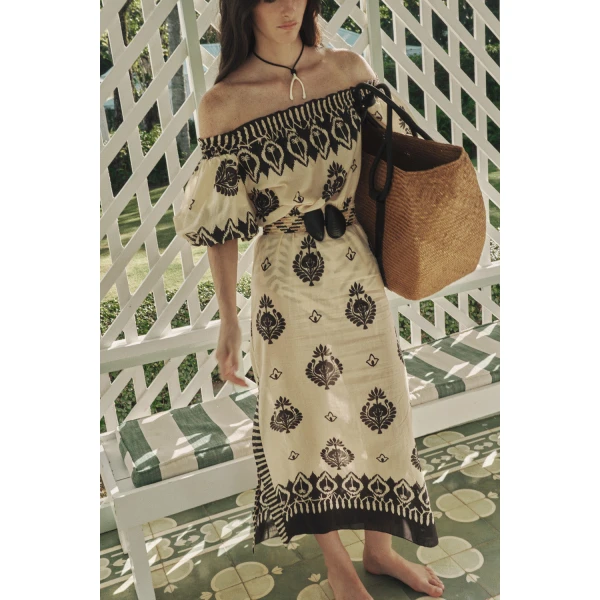 Johanna Ortiz Harbor Hues Dress | Midi Dresses | Coveti