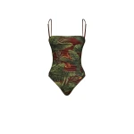 Johanna Ortiz Whispering Tides One Piece in Wine and Green | Swimsuits | Coveti