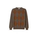 Johnstons of Elgin Argyll Brown Cashmere Jumper | Men Knitwear | Coveti