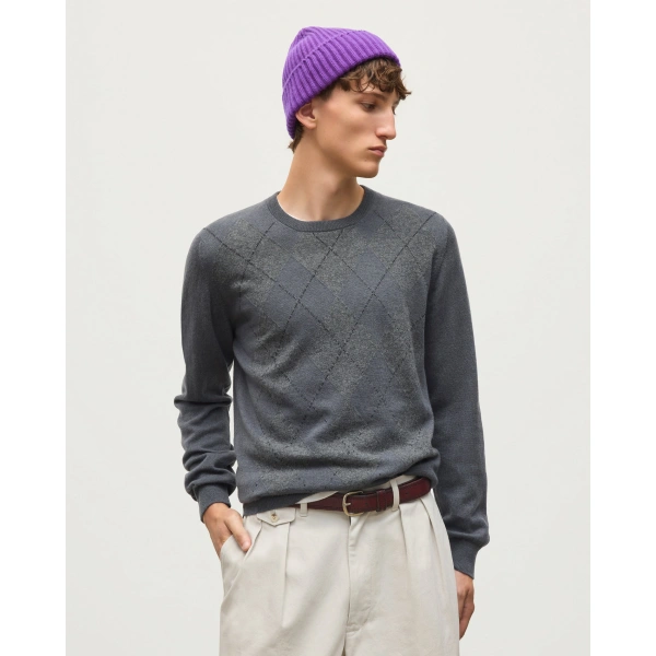 Johnstons of Elgin Argyll Grey Cashmere Jumper