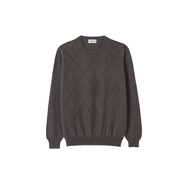 Johnstons of Elgin Argyll Grey Cashmere Jumper | Men Knitwear | Coveti