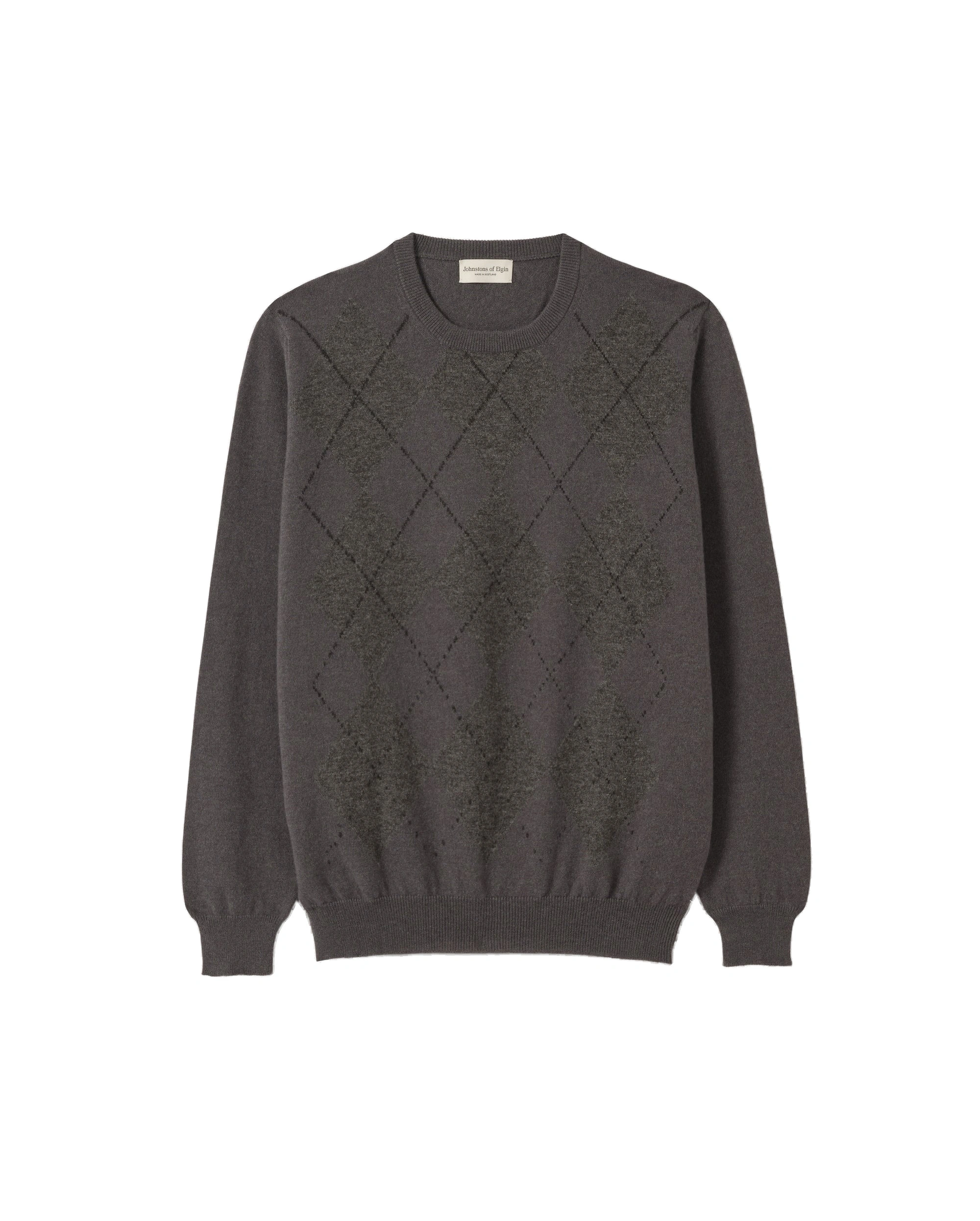 Johnstons of Elgin Argyll Grey Cashmere Jumper Johnstons of Elgin Argyll Grey Cashmere Jumper | Men Knitwear | Coveti