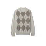 Johnstons of Elgin Argyll Natural Cashmere Jumper | Men Knitwear | Coveti