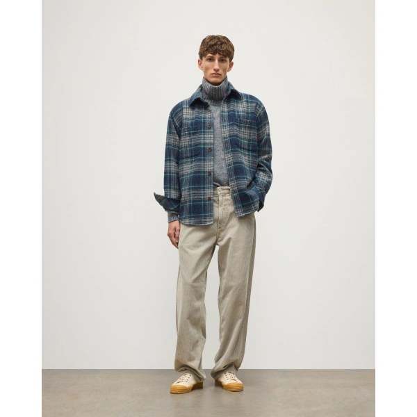 Johnstons of Elgin Atholl Navy & Bottle Green Plaid Overshirt