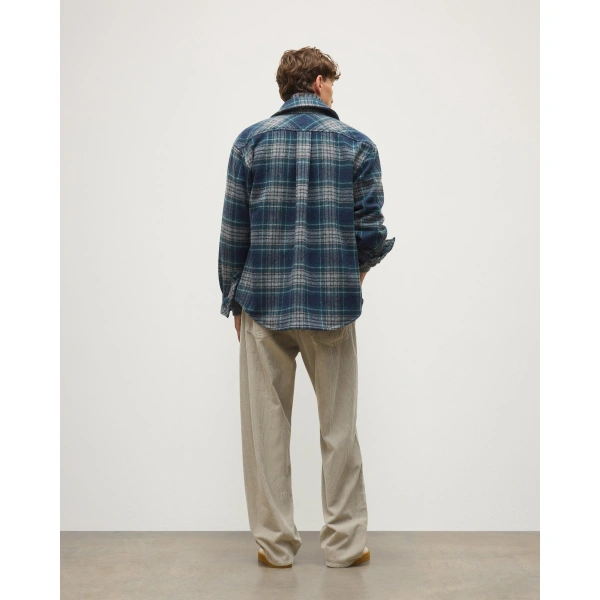 Johnstons of Elgin Atholl Navy & Bottle Green Plaid Overshirt