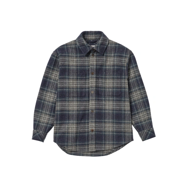 Johnstons of Elgin Atholl Navy & Bottle Green Plaid Overshirt | Men Shirts | Coveti