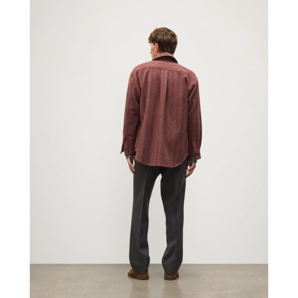Johnstons of Elgin Atholl Red Herringbone Overshirt