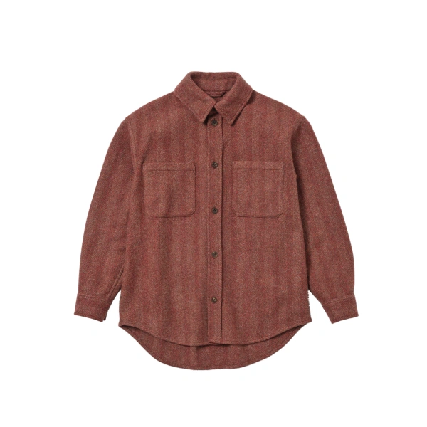 Johnstons of Elgin Atholl Red Herringbone Overshirt | Men Shirts | Coveti