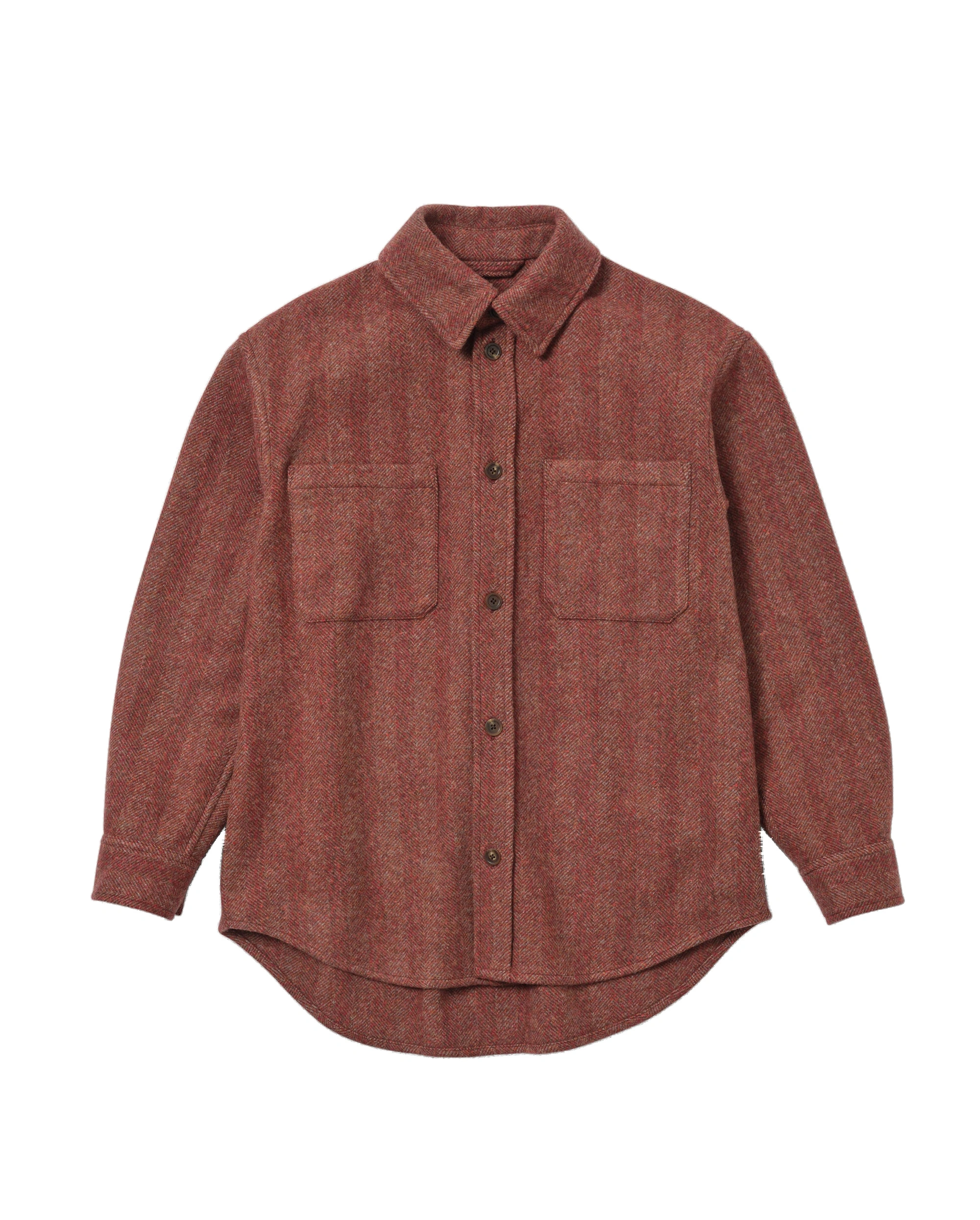 Johnstons of Elgin Atholl Red Herringbone Overshirt Johnstons of Elgin Atholl Red Herringbone Overshirt | Men Shirts | Coveti