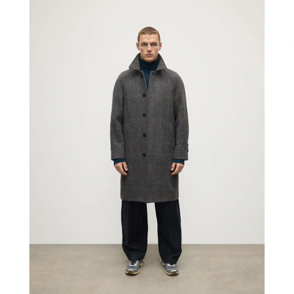 Johnstons of Elgin Balmacaan Dark Slate Check Coat