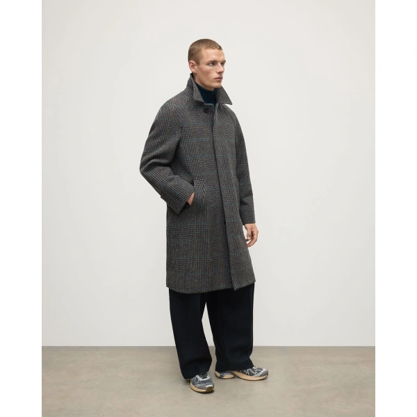 Johnstons of Elgin Balmacaan Dark Slate Check Coat
