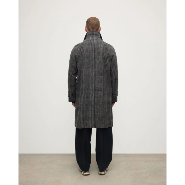Johnstons of Elgin Balmacaan Dark Slate Check Coat