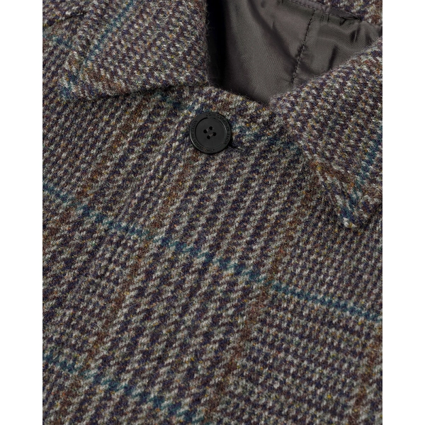 Johnstons of Elgin Balmacaan Dark Slate Check Coat