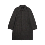 Johnstons of Elgin Balmacaan Dark Slate Check Coat | Men Coats | Coveti