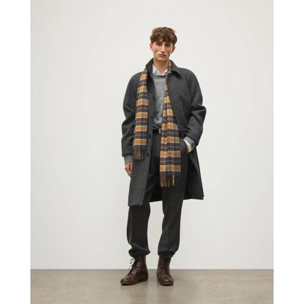 Johnstons of Elgin Balmacaan Indigo & Lichen Glen Urquhart Check Coat