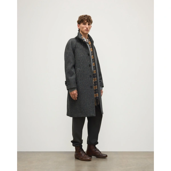 Johnstons of Elgin Balmacaan Indigo & Lichen Glen Urquhart Check Coat