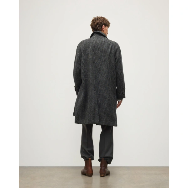 Johnstons of Elgin Balmacaan Indigo & Lichen Glen Urquhart Check Coat