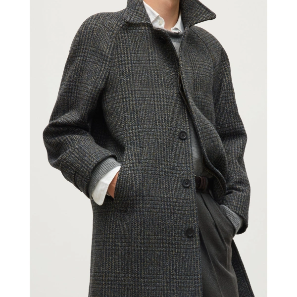 Johnstons of Elgin Balmacaan Indigo & Lichen Glen Urquhart Check Coat