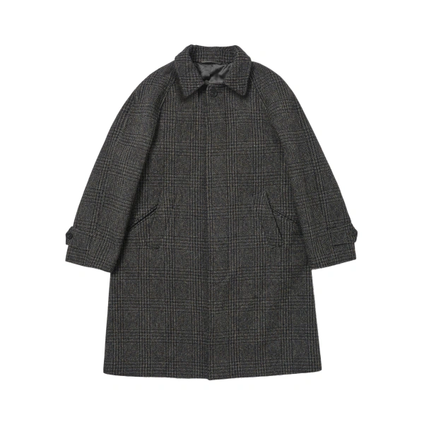 Johnstons of Elgin Balmacaan Indigo & Lichen Glen Urquhart Check Coat | Men Coats | Coveti