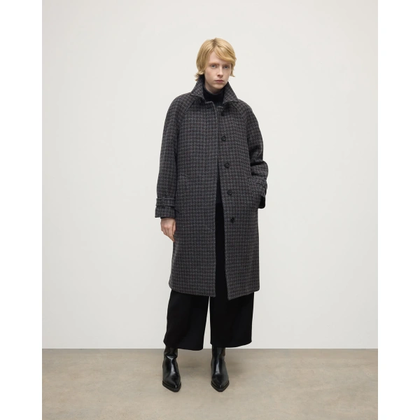 Johnstons of Elgin Balmacaan Shale Houndstooth Coat