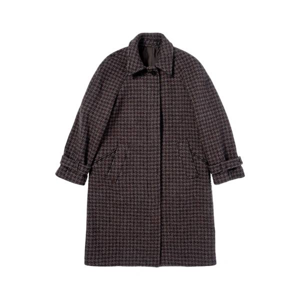 Johnstons of Elgin Balmacaan Shale Houndstooth Coat | Wool Coat | Coveti