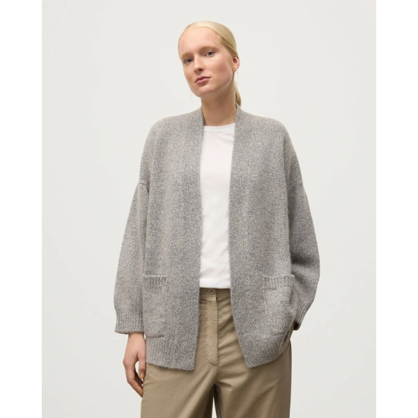 Johnstons of Elgin Bay Blue Marl Cashmere & Cotton Cardigan