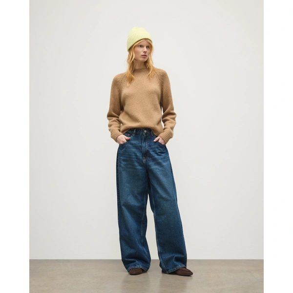 Johnstons of Elgin Bay Camel Marl Cashmere & Cotton Jumper