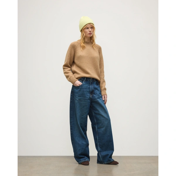 Johnstons of Elgin Bay Camel Marl Cashmere & Cotton Jumper