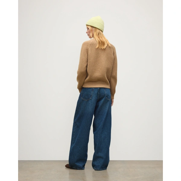 Johnstons of Elgin Bay Camel Marl Cashmere & Cotton Jumper
