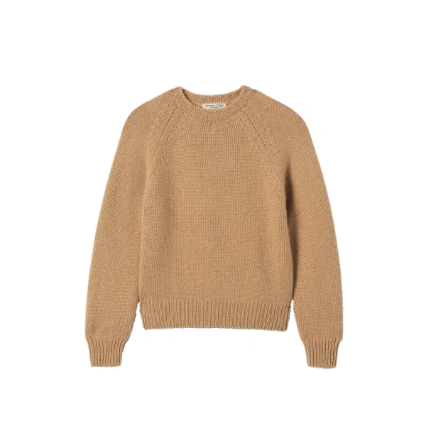 Johnstons of Elgin Bay Camel Marl Cashmere & Cotton Jumper | Sweaters | Coveti