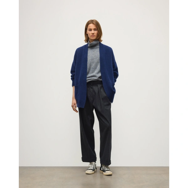 Johnstons of Elgin Bay Dark Blue Cashmere & Cotton Cardigan