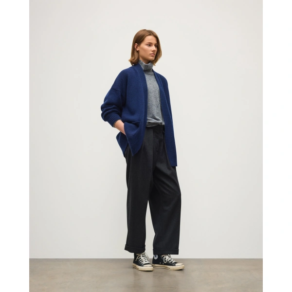 Johnstons of Elgin Bay Dark Blue Cashmere & Cotton Cardigan