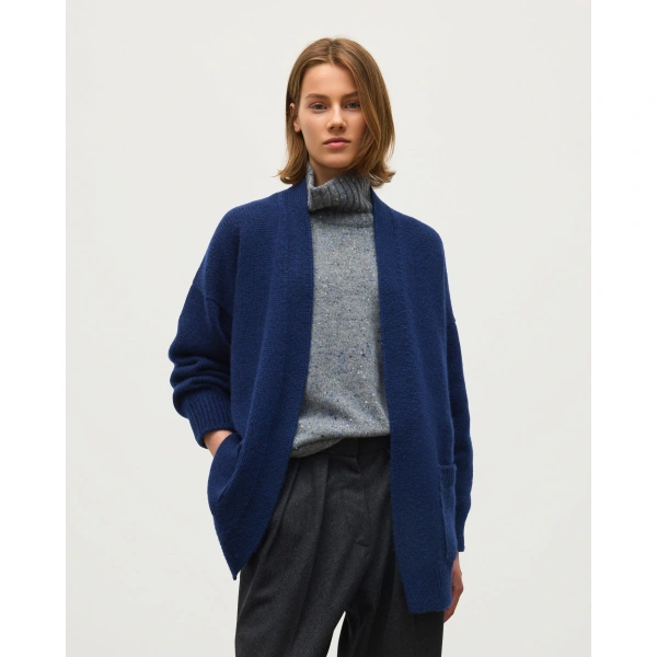 Johnstons of Elgin Bay Dark Blue Cashmere & Cotton Cardigan