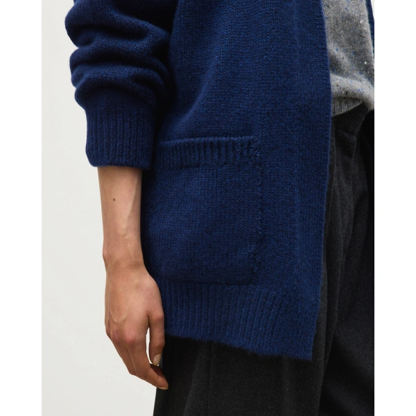 Johnstons of Elgin Bay Dark Blue Cashmere & Cotton Cardigan