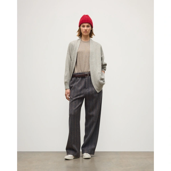 Johnstons of Elgin Bay Grey Marl Cashmere & Cotton Cardigan